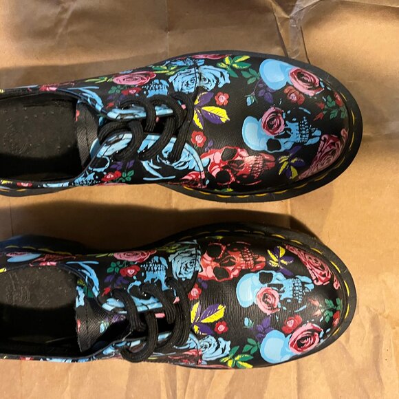 DR. MARTENS 1461 Rose & Skull Oxford Shoes US 7 - Picture 4 of 6